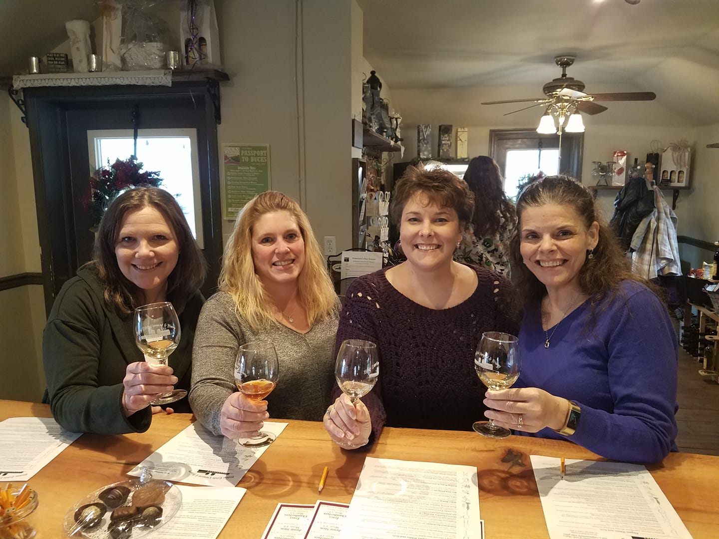 Women enjoying Bishop Wine at Bishop Winery Tasting Counter